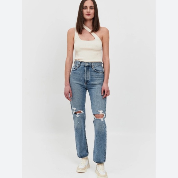 NWOT AGOLDE VINTAGE INSPIRED DISTRESSED HI RISE JEANS WITH STRETCH SZ 30 - Picture 4 of 14